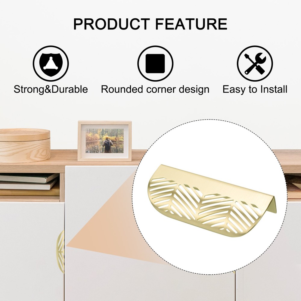 4 Pack Edge Pulls for Cabinets, Hollow Leaf Cabinet Pulls 3.7" Hole Centers