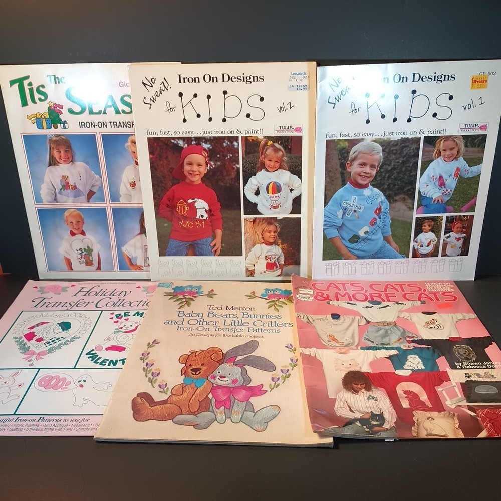 6 Assorted Iron On Transfer Pattern Books Tulip Gick Dover