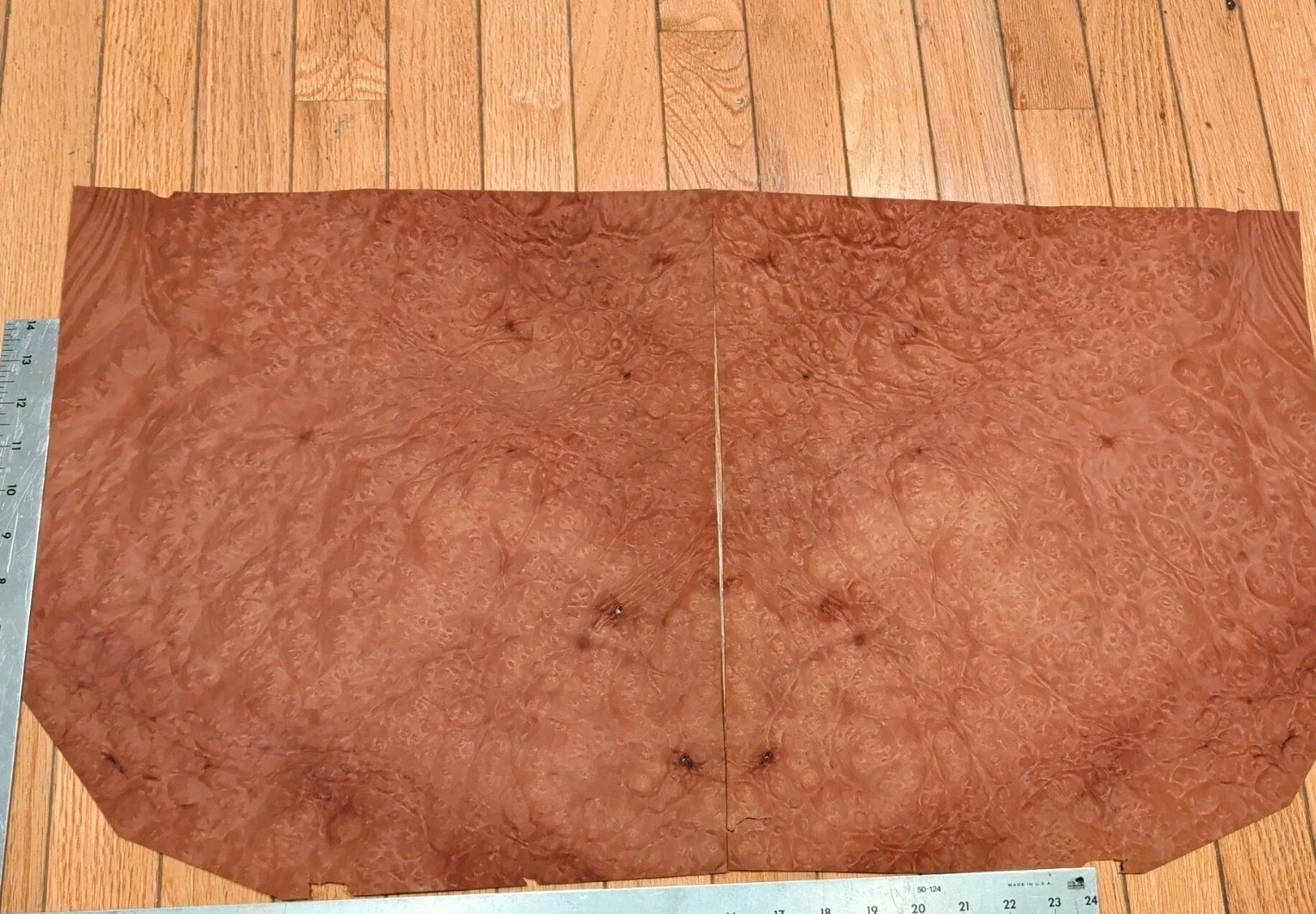 Madrone burl veneer 14 3/4" x 15 1/2" each,  2 pieces wood 1/42" raw