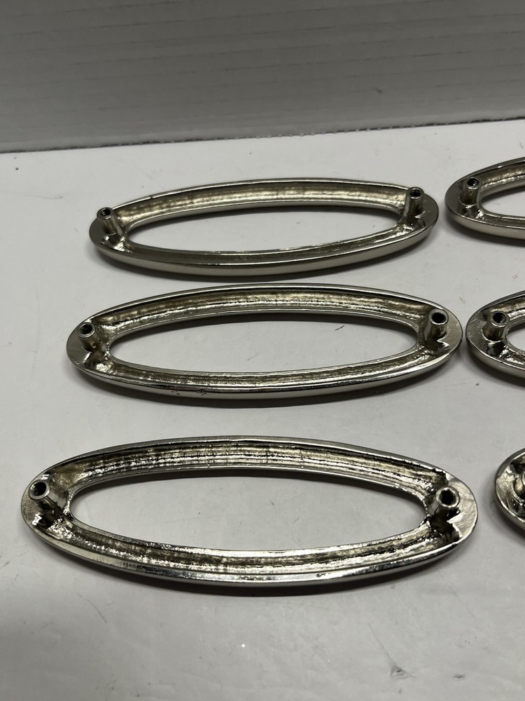 Vintage Lot (6) NOS Chrome Oval Fixed Drawer Pulls