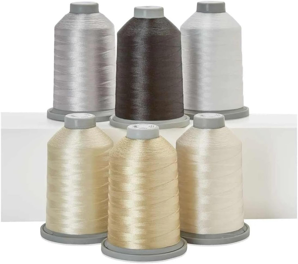 Neutral Thread Kit - 6 Spools, 5,500 Yds Each, Trilobal Polyester for Sewing