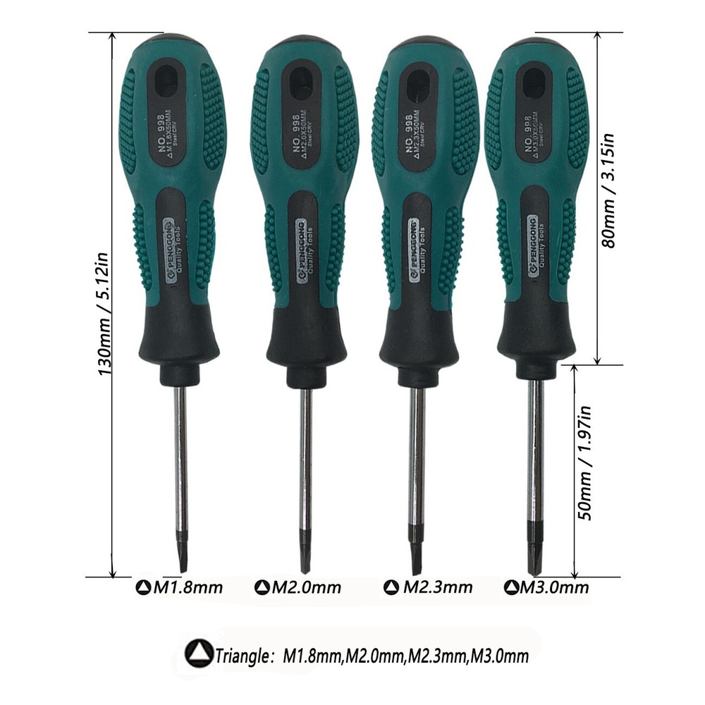 4p Triangle Screwdriver Set Hand Tool Multi-Purpose Magnetic Tool Kit 1.8-3.0mm
