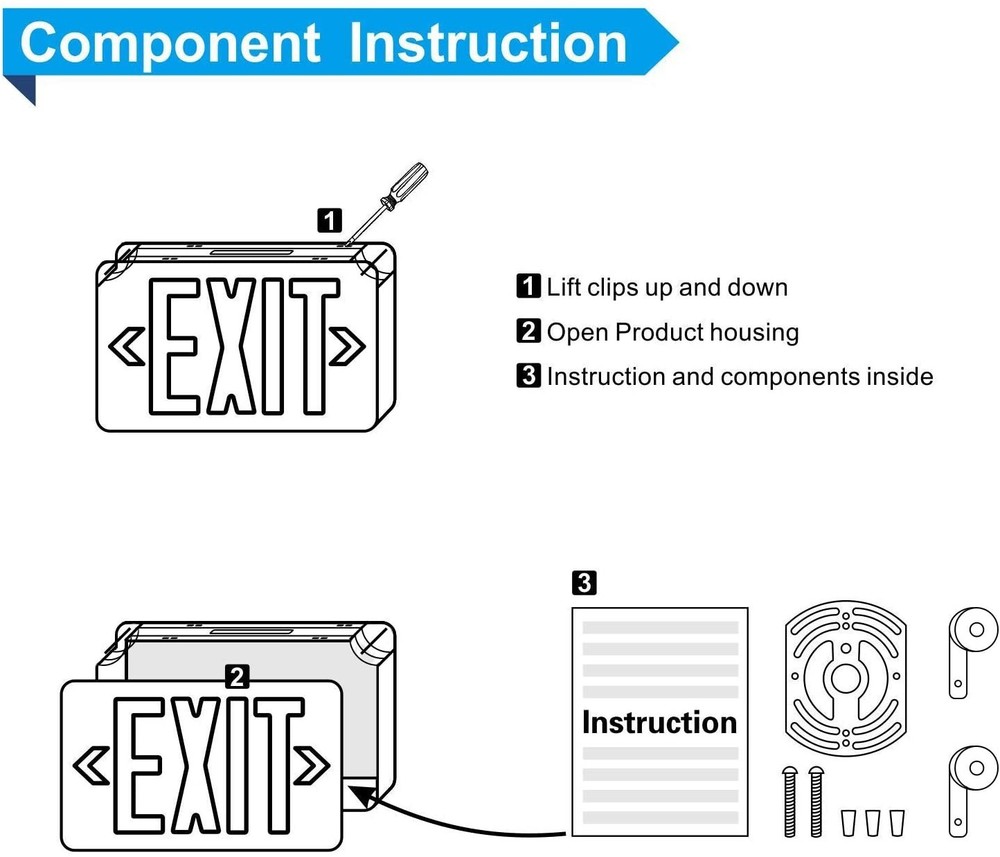 Spectsun 4 Packs LED Green Exit Sign&Emergency Lights Exit Sign Lights Buniess.