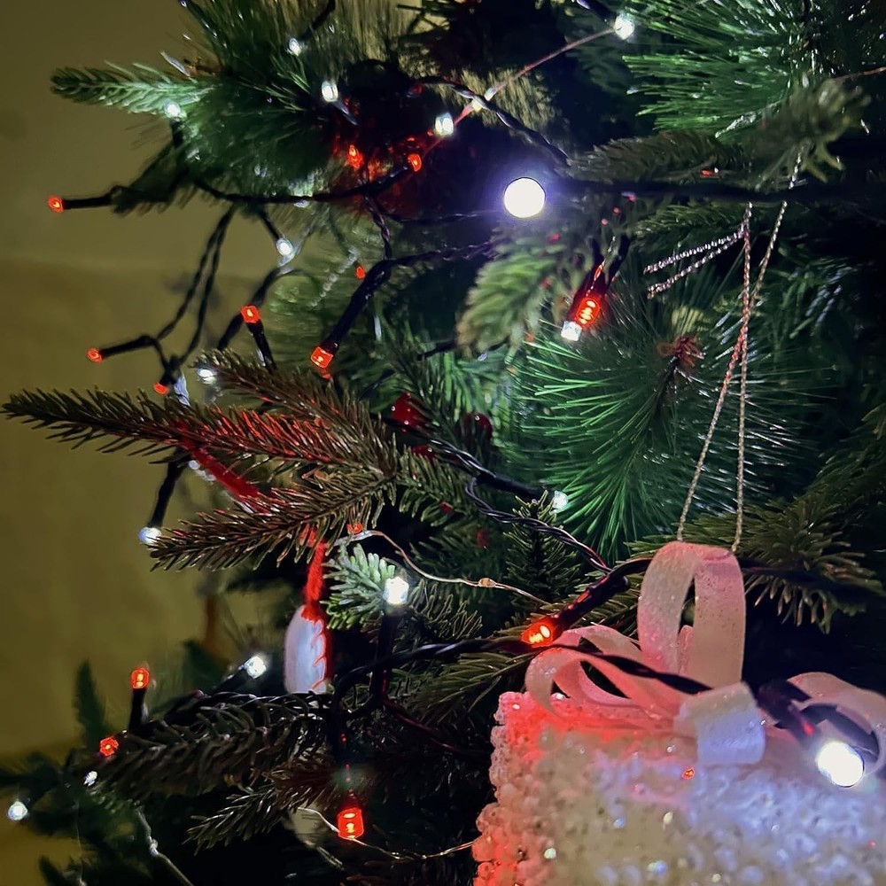 OZS Connectable Red and White Christmas 2Pack Total 400LED, &