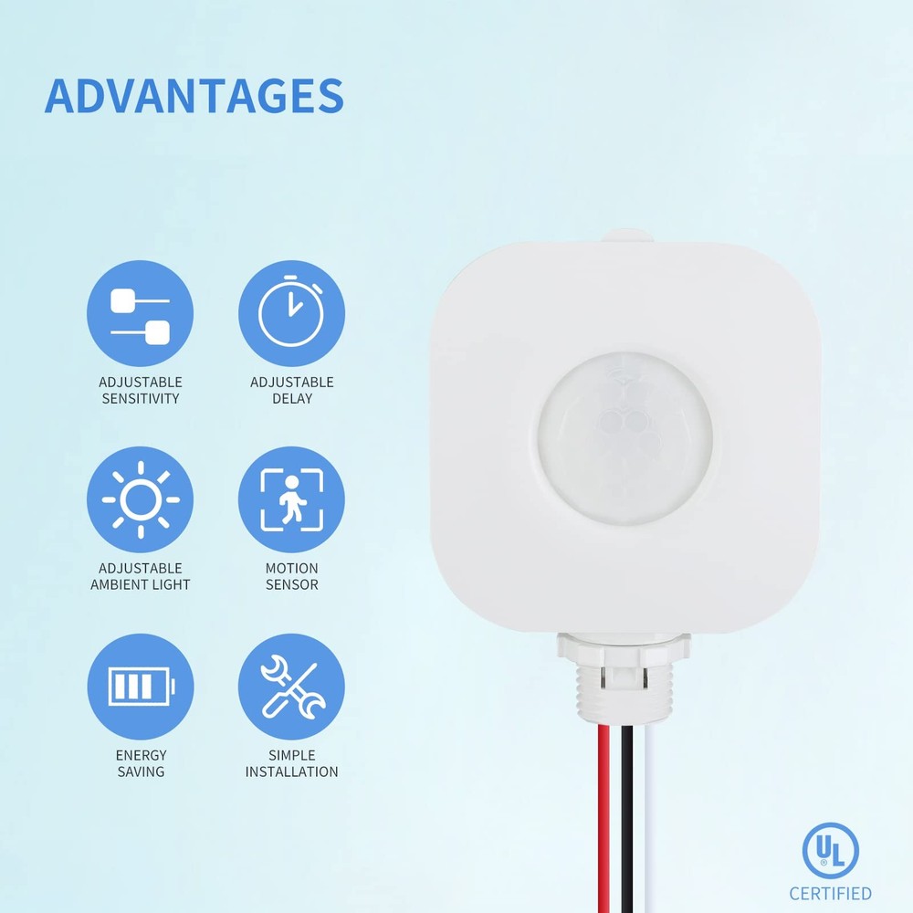 ECOELER Ceiling Occupancy Motion Sensor Switch, High Bay Fixture Mount 360° Ceil