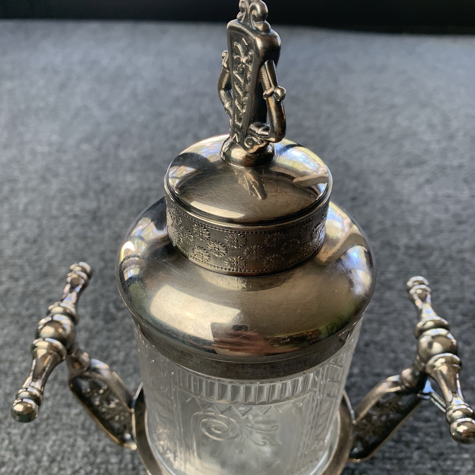 Antique Pairpoint Silver Plate Pickle Castor Clear Glass Marked 629 4913-z