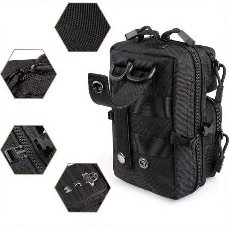 Tactical Molle Zippered Pouch EDC Waist Pack for Hiking