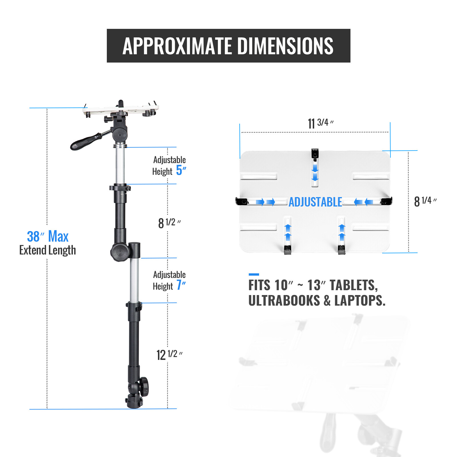 AA Products Car Auto Truck Van Laptop Stand Mount | Fits 10" -13" Screen Sizes