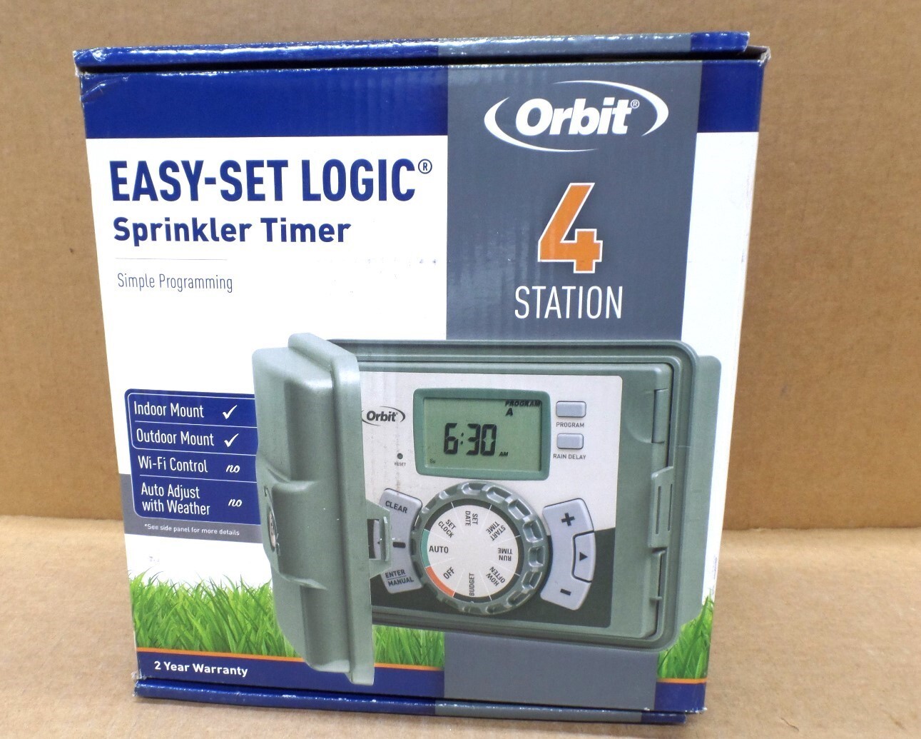 ORBIT 57894 4-STATION EASY-SET LOGIC INDOOR/OUTDOOR IRRIGATION CONTROLLER