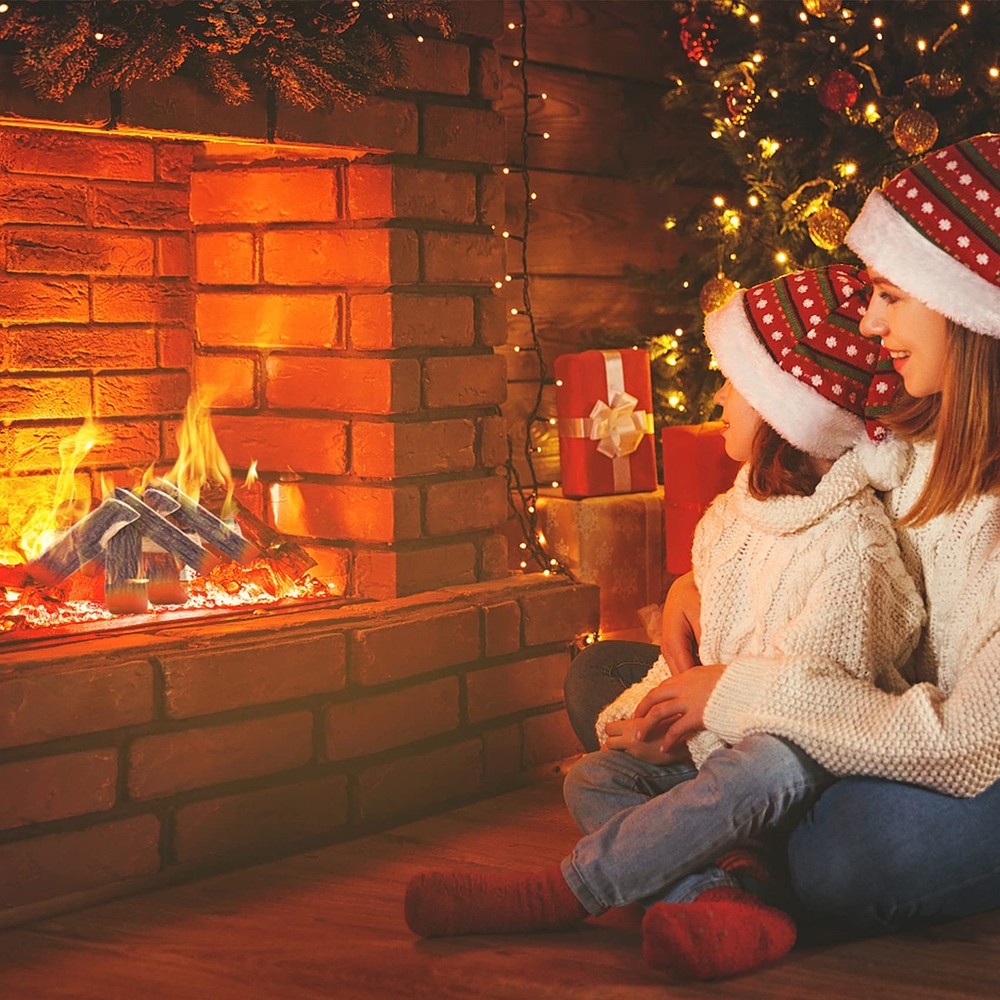 4pcs Fireplace Ceramic Wood Logs Gas Realistic Artificial Stackable Decoratio...