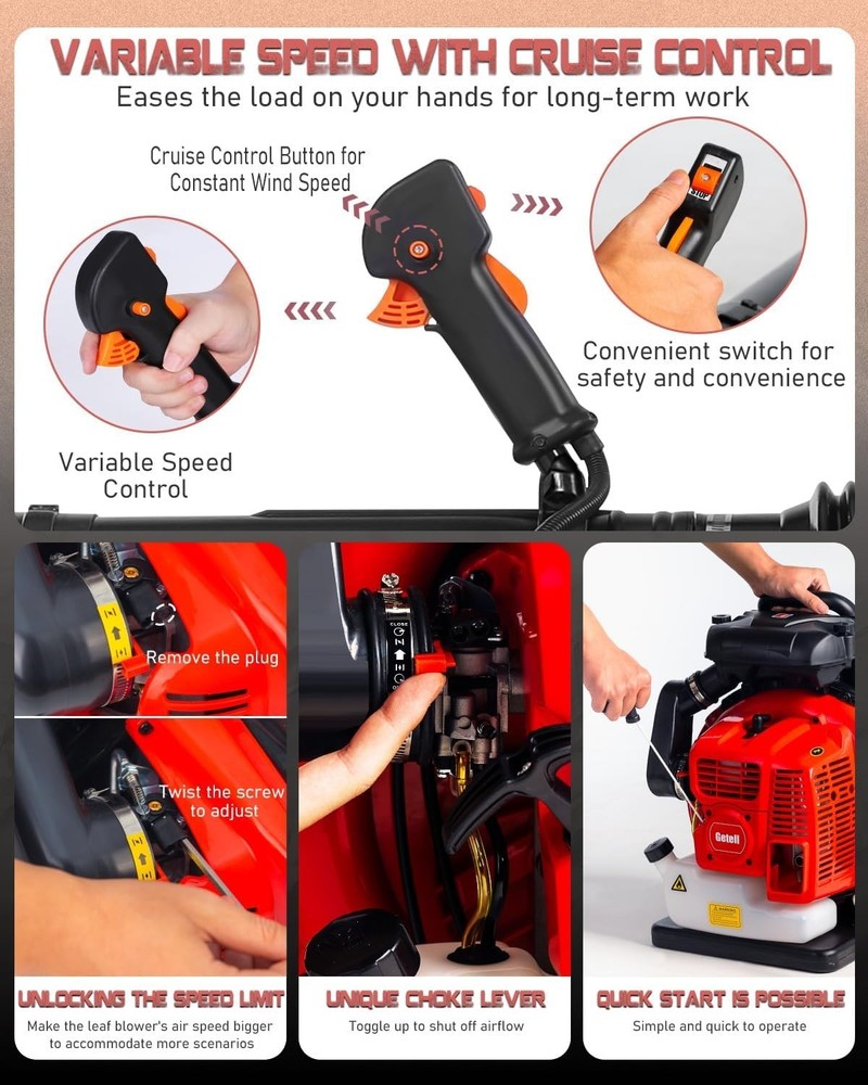 High-Performance 63CC Gas-Powered Backpack Leaf Blower - 665 CFM Power & Comfort