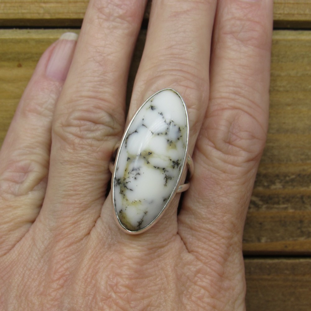 New Sterling Silver Dendrite Opal Ring Size 8 by Jose Campos
