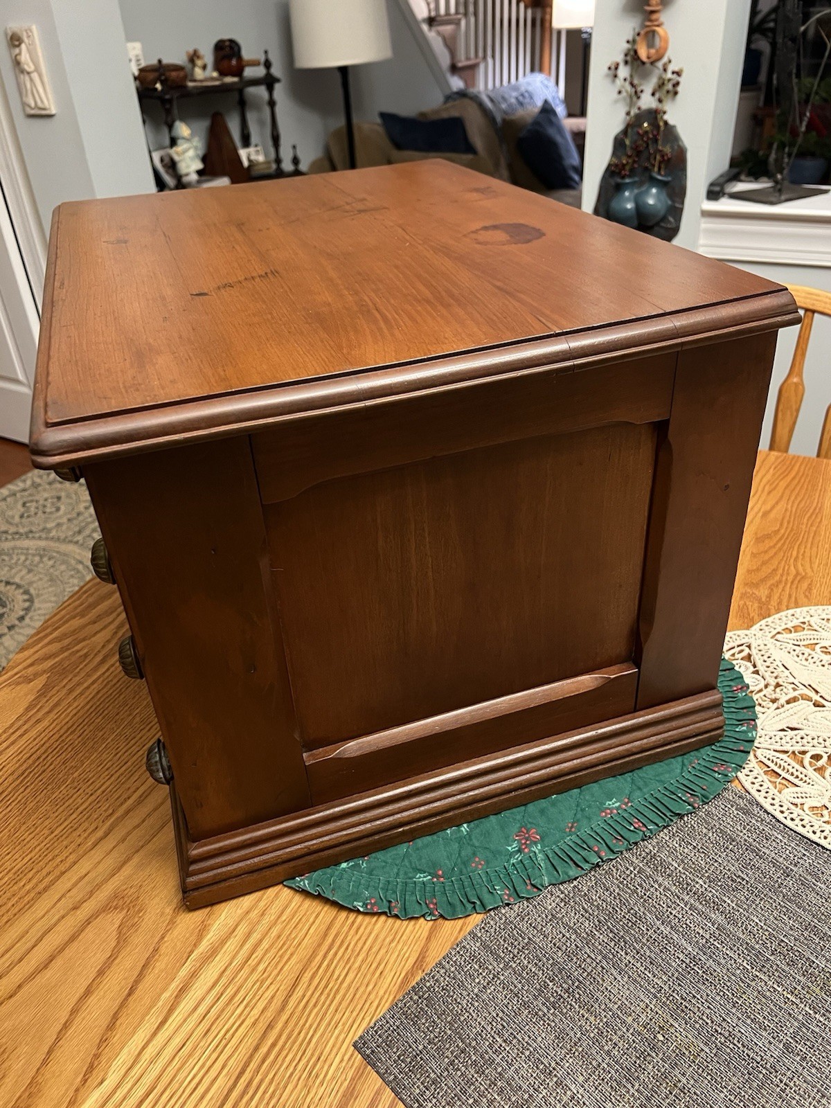 Antique Cherry Spool Cabinet 5 Drawer 24W X16H X 16D Willimantic? Orig. Knobs.
