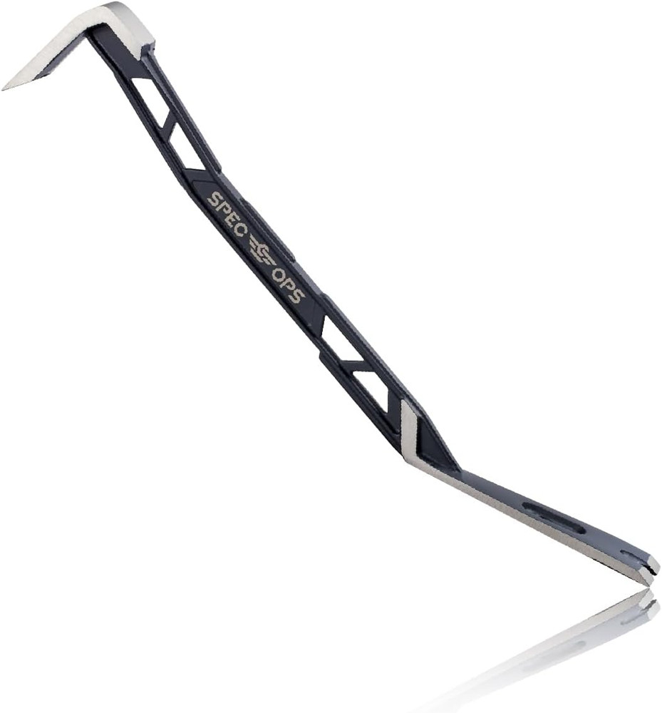 Tools 18" Flat Pry Bar Crowbar, Lightweight Skeletonized Design, Teardrop Nail P