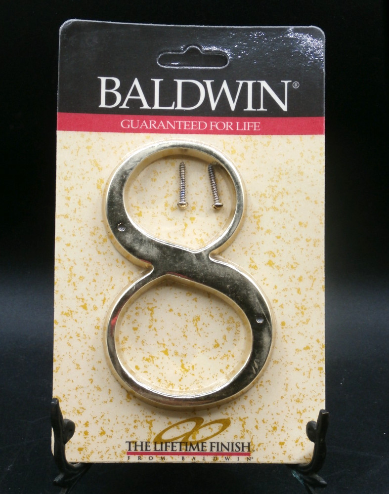 1997 NIP Baldwin Hardware Solid Brass 5" Residential House Number # 8 NICE!