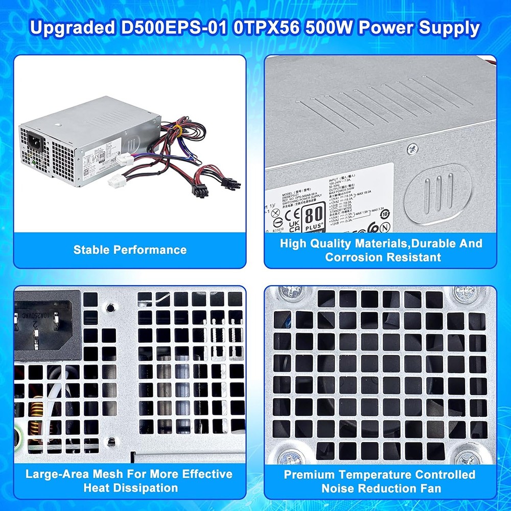 500W Power Supply For Dell Vostro Inspiron 3910 3030 D500EPS-01 DPS-500AB-58A