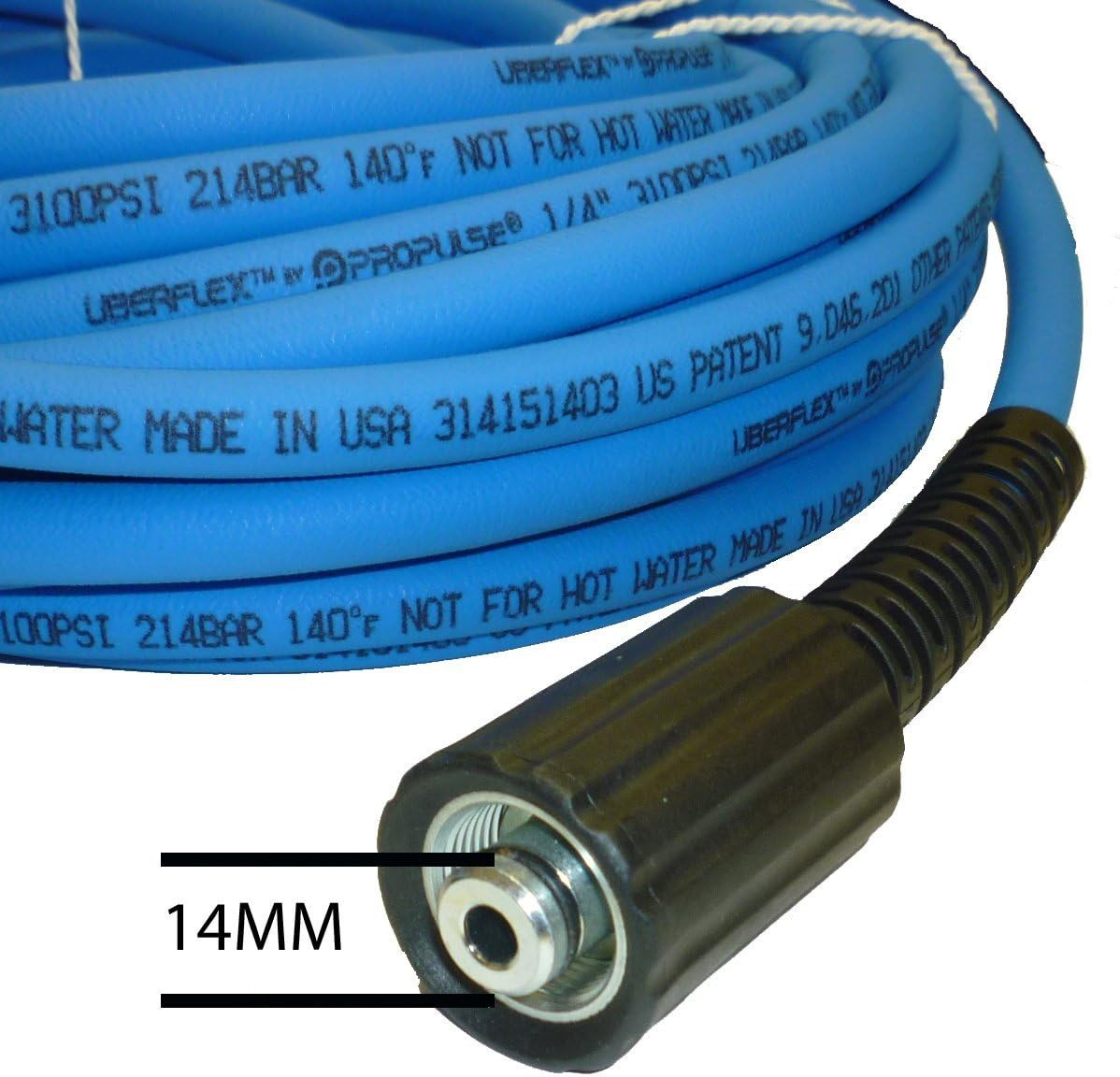 UBERFLEX� Kink Resistant Pressure Washer Hose 1/4", 3,100 PSI with (2) 22MM -...