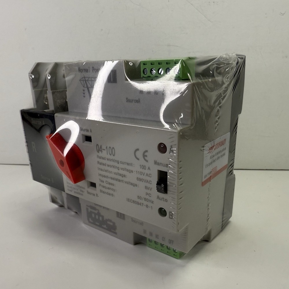 Automatic Transfer Switch 2P 100A 110V Grid to AC Generator Dual Power Control