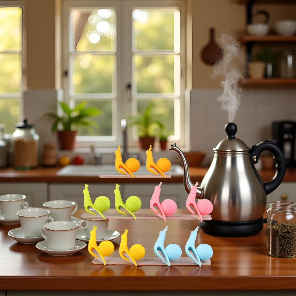 10 PCS Snail Shape Silicone Tea Bag Tea Infuser Strainer Clip Gift Holder Cup...