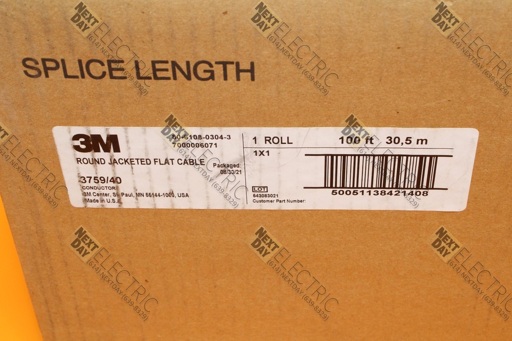 3M, 3759/40, Round Jacketed Flat Cable Wire Cooper 100ft 40 Conductor PVC