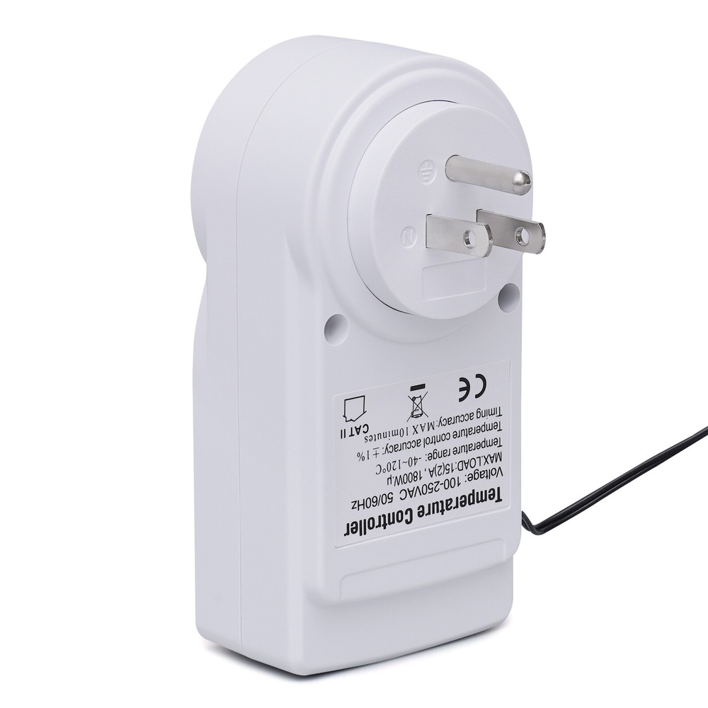 3.07*2.36*5.51in White Programmable LED Display Thermostat Plug Temp Controller