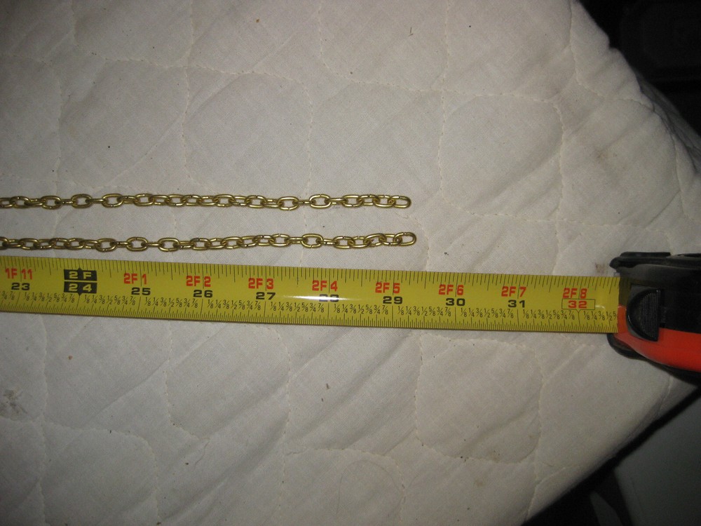NOS Small Elongated Polished Solid Brass Chain Link Hanging Lamp 3 FIVE FOOT PCS