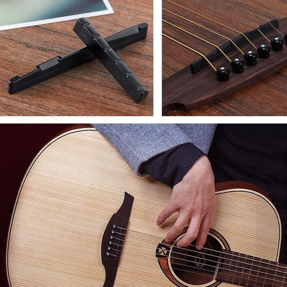 Guitar Bridge Pins & Puller - 12 Pack Ivory/Black Set for Ultimate Performance