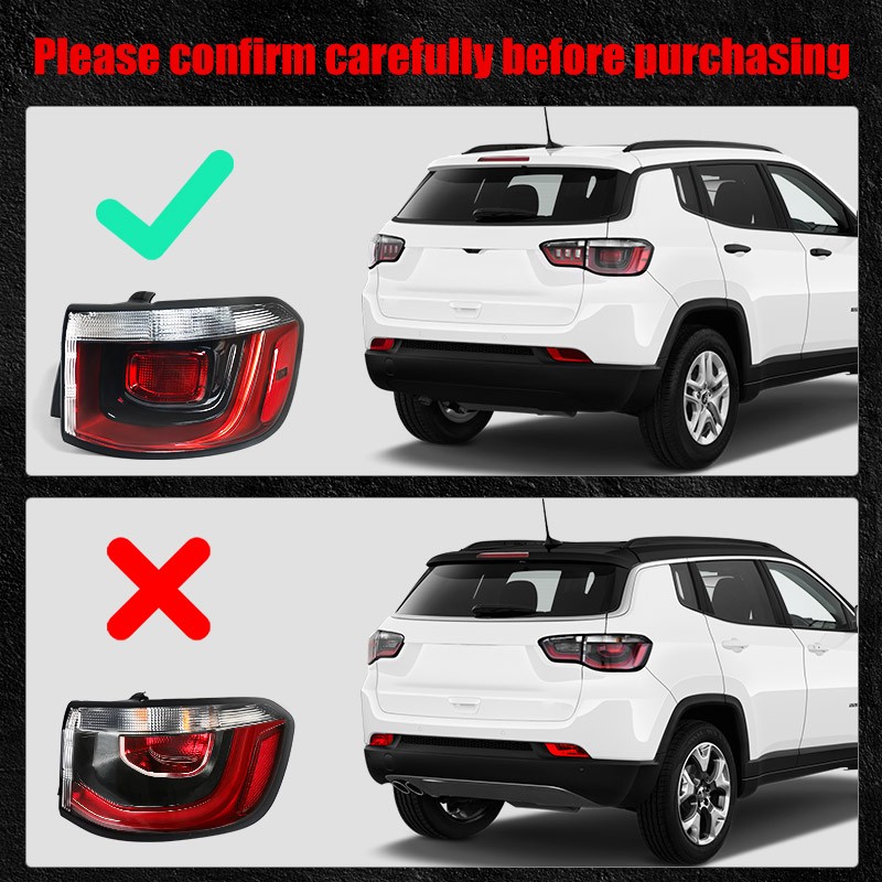 Right Outer Tail Light For Jeep Compass 2017-2020 Halogen Taillight Brake Lamp