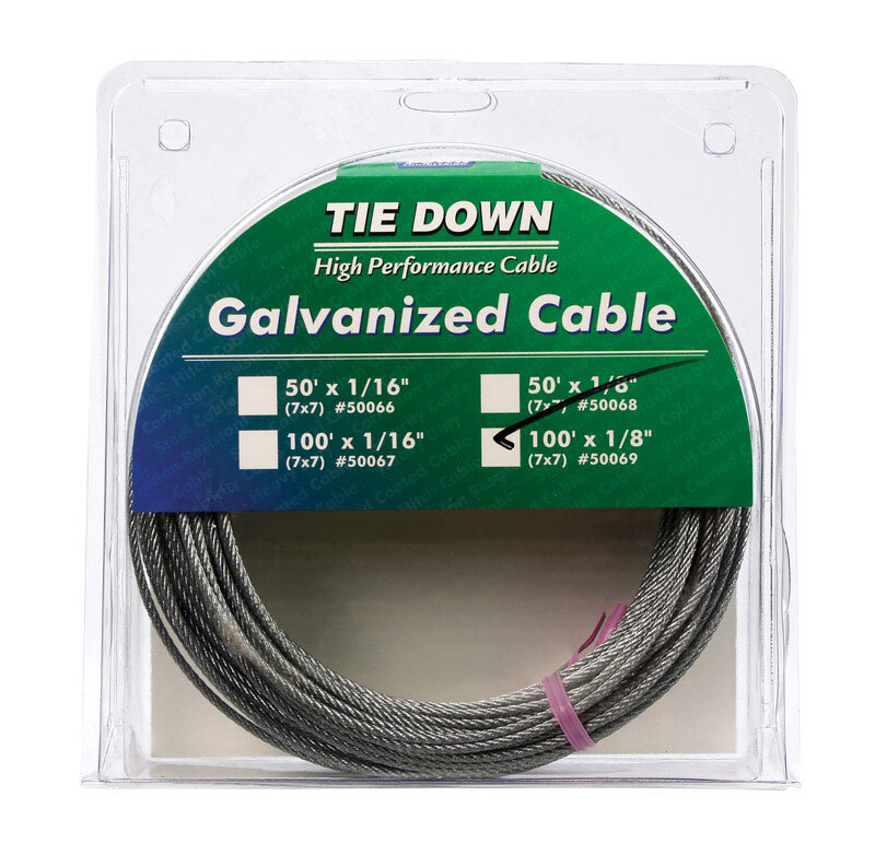 Tie Down 50069 Engineering 50069, Galvanized Cable, Swagged Loop and Thimble,