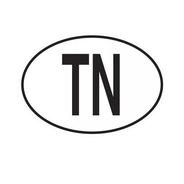 TN Tunisia Country Code Oval Sticker Decal