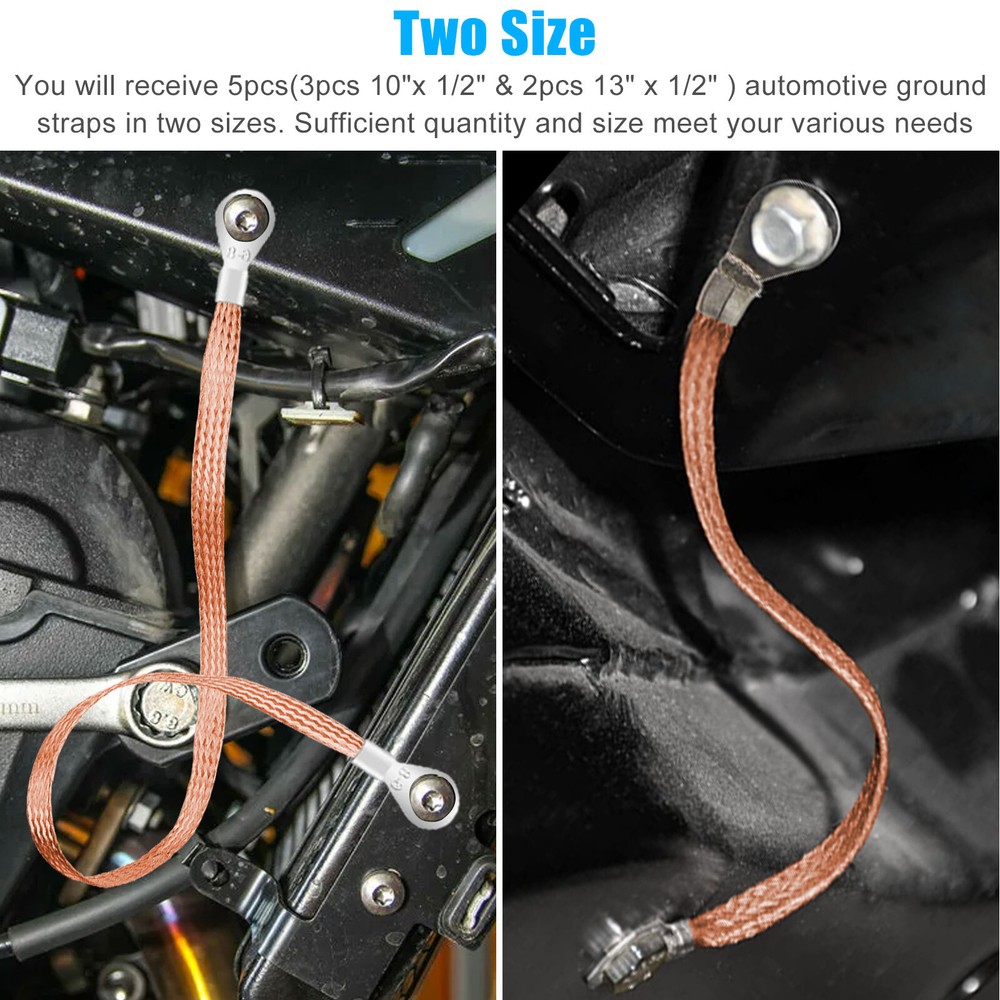4X Engine Ground Strap Cable Copper Kit For Car Truck Firewall Engine Body Frame