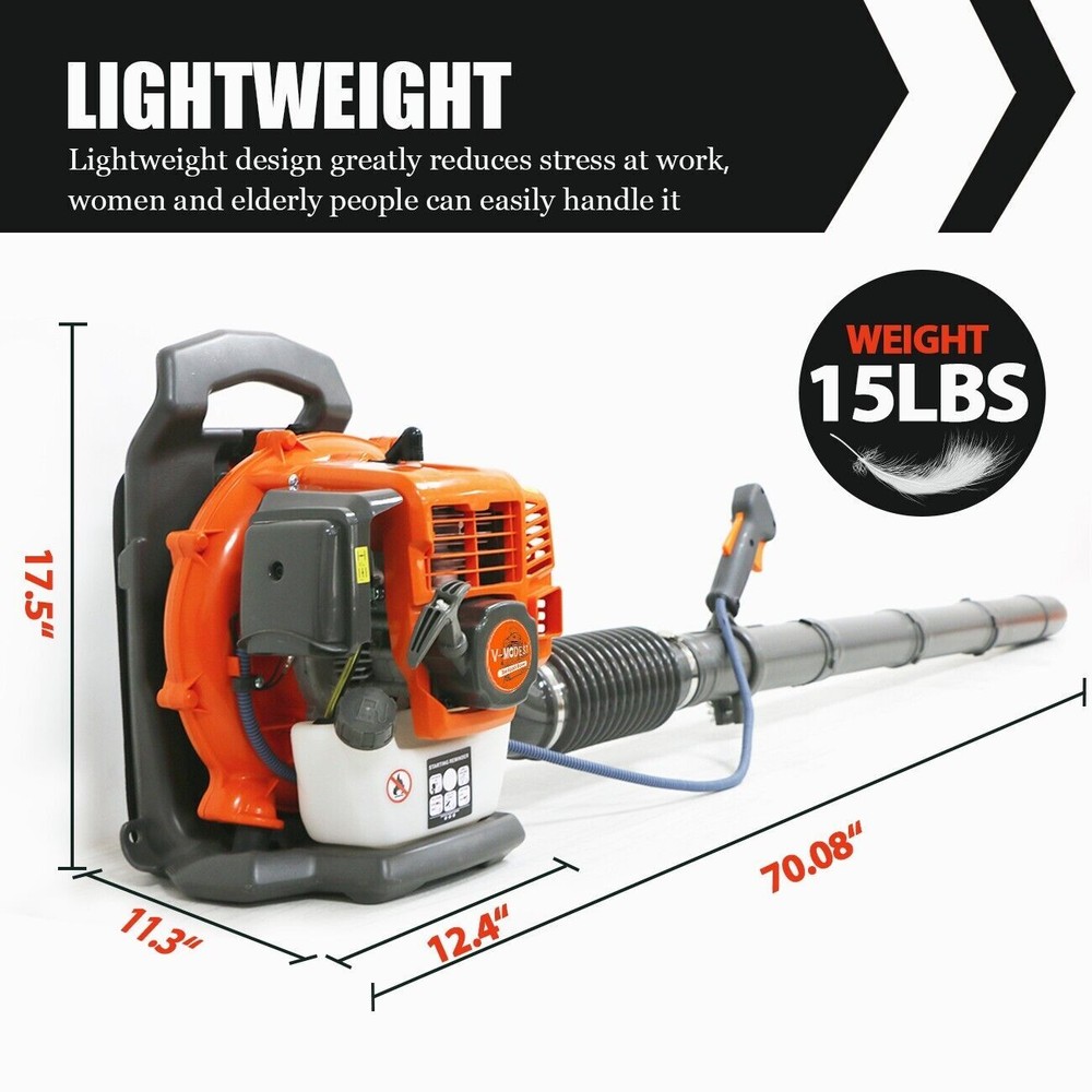 2 Stroke/4 Stroke Backpack Leaf Blower Gas Powered Snow Blower 75.6CC 706CFM