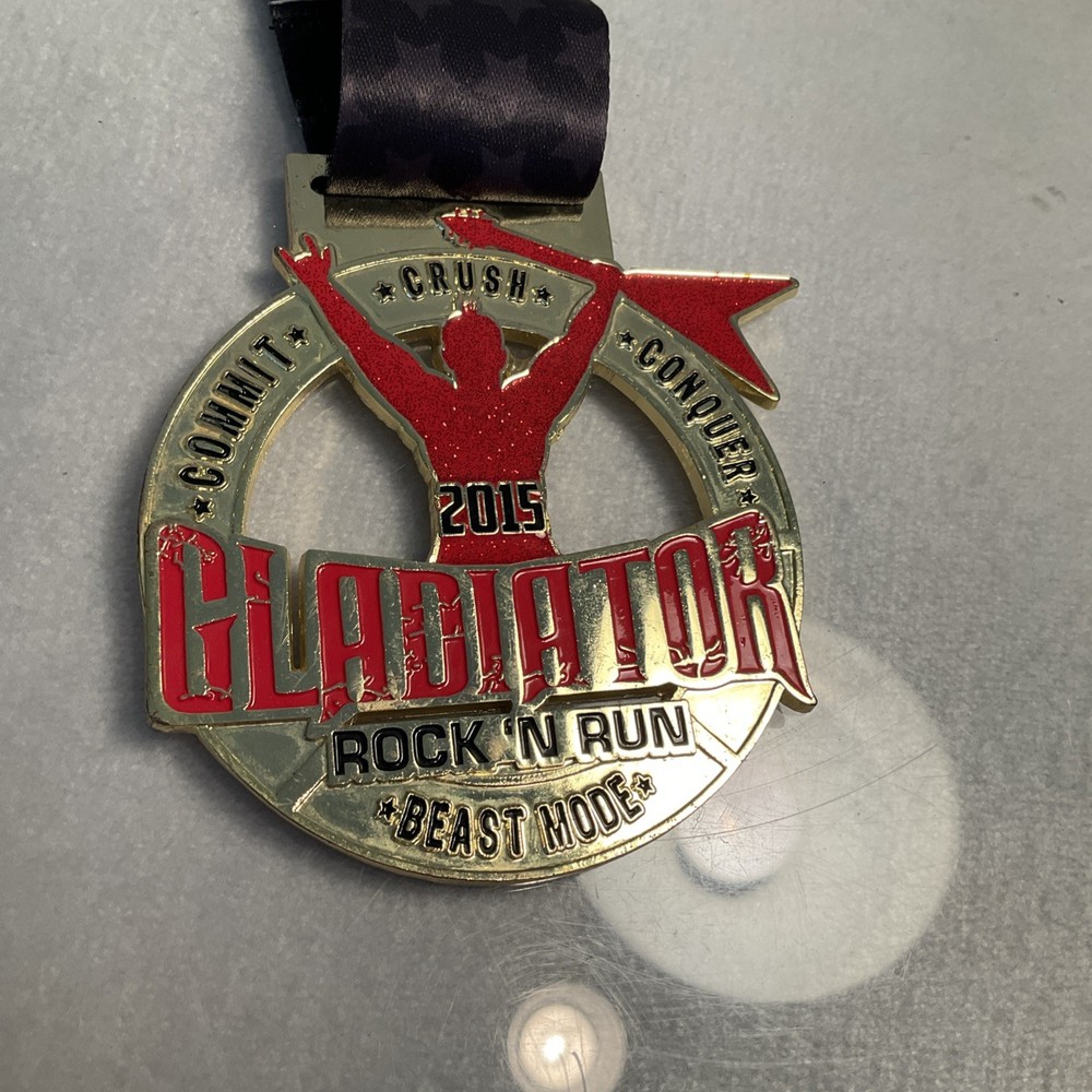 Gladiator Rock N Run - Finisher Medal and Lanyard Commit Crush Conquer 2015