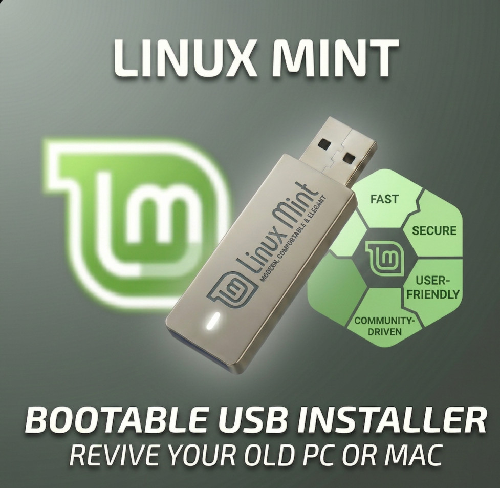 Linux Mint 3-in-1 Bootable USB (Cinnamon + MATE + Xfce) 64-bit Linux OS USB