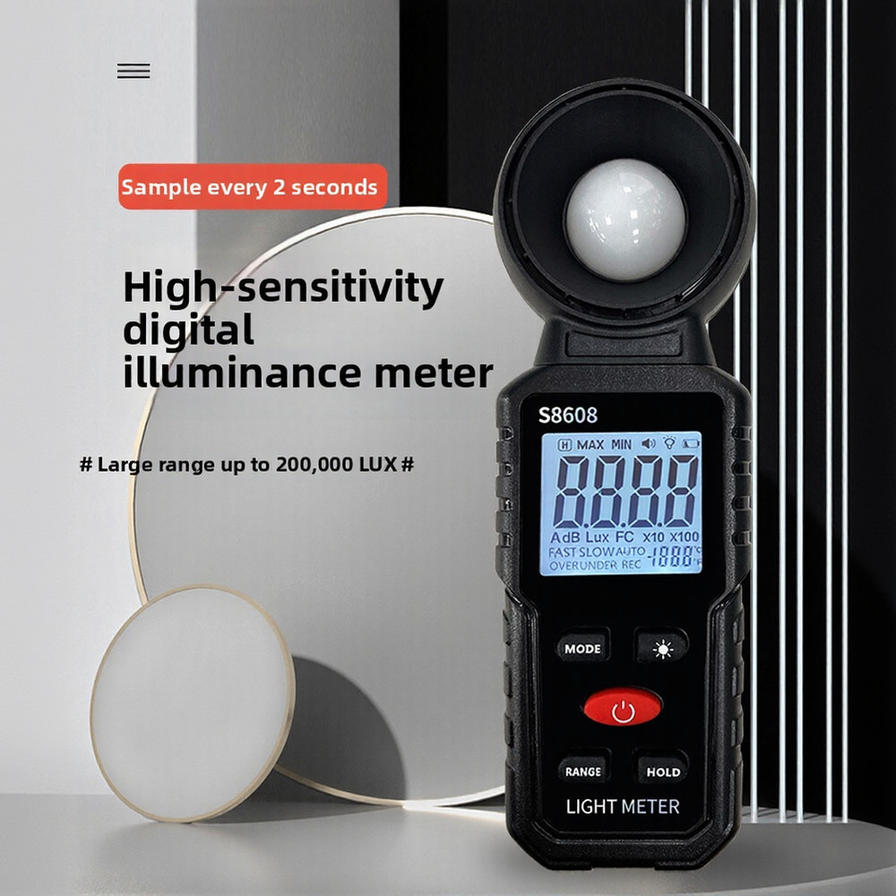 S8608 Digital Lux Meter Backlit Screen High Sensitivity Sensor Reliable
