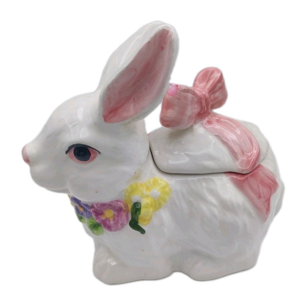 VTG Easter Spring Rabbit Bunny Sugar w Lid NO Spoon READ!!