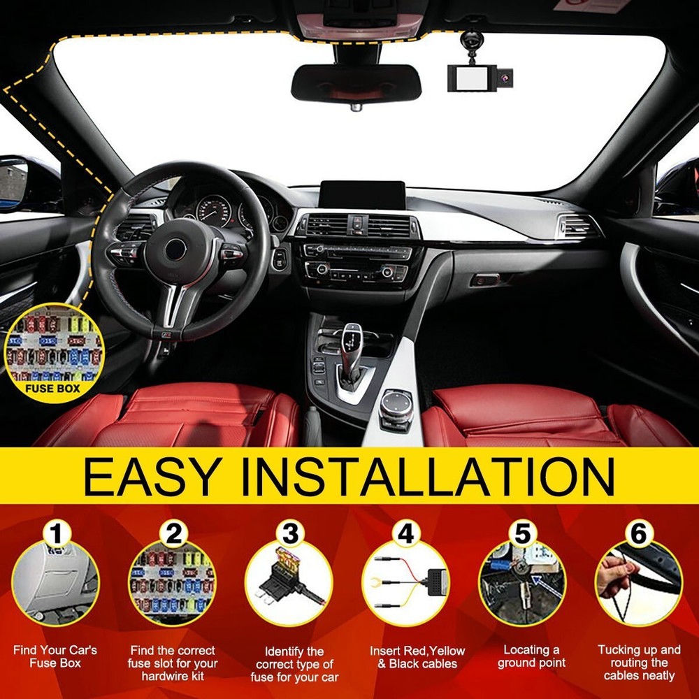 Universal Dash Cam Hardwire Kit Type C USB Hard Wire Cable Fuse for Dash Camera