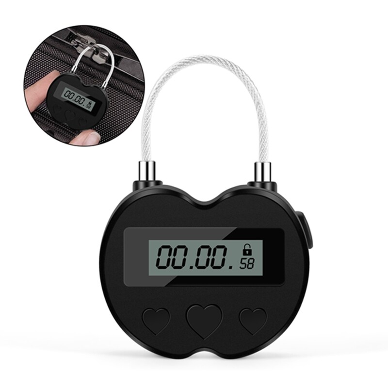2PCS Black Time Lock LCD Display Time Lock Multifunction Travel Electronic Timer