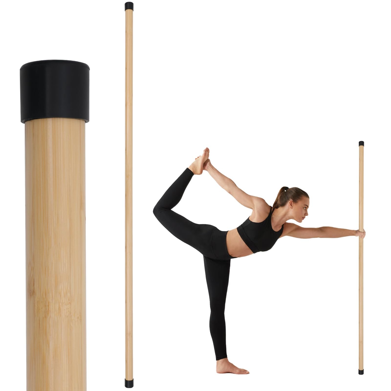 5ft Yoga Stick for Mobility Stretching Pilates Balance Pole Exercise Dowel