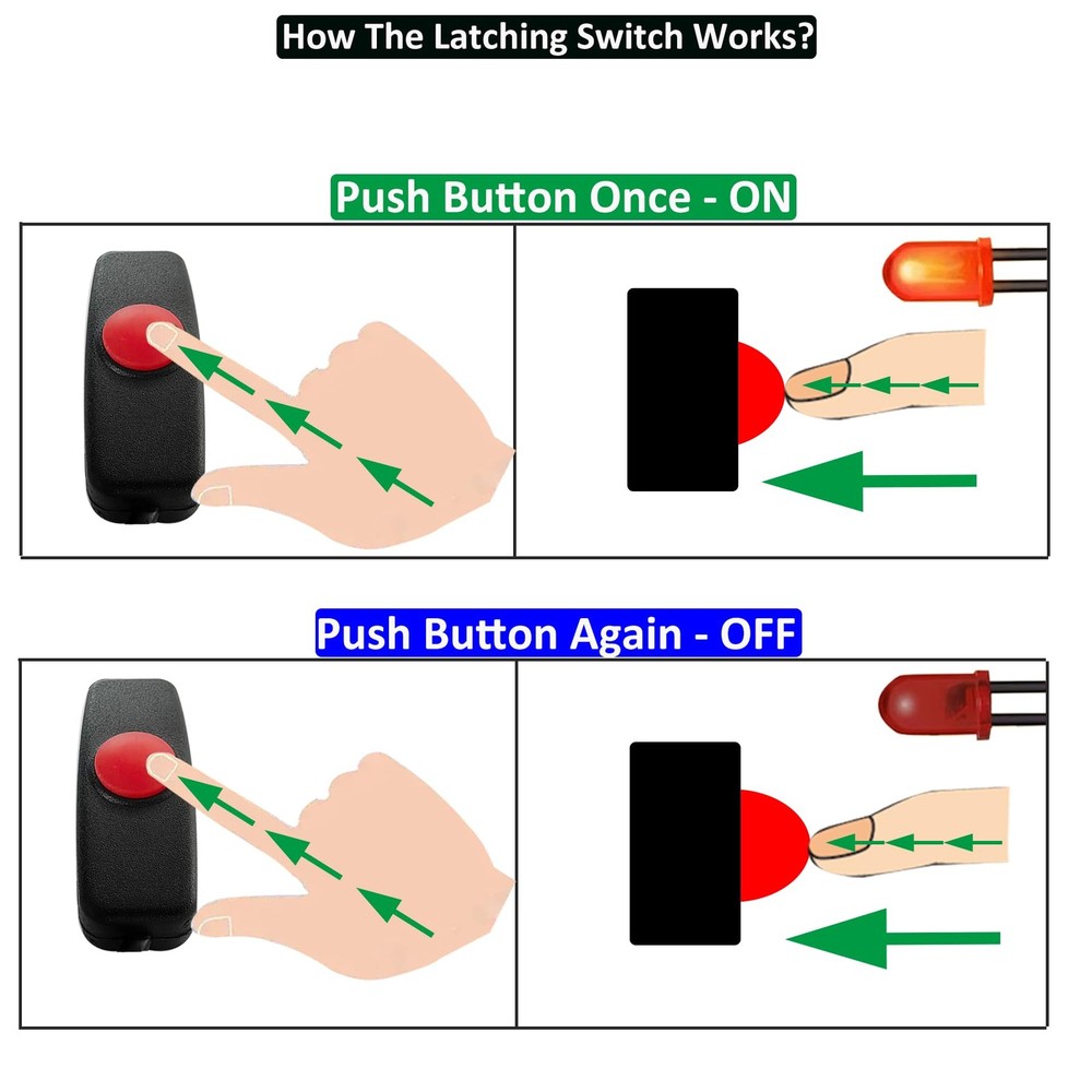 12V Inline Mini ON Off Push Button Switch, Small Latching in-line ON-Off Swit...