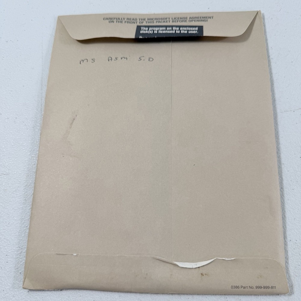 Microsoft Macro Assembler 5.0 MS-DOS Software 5.25" Diskette