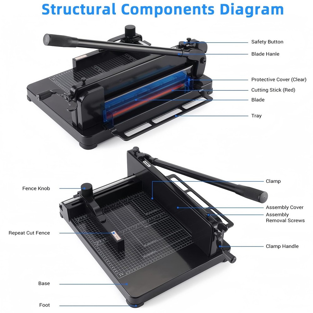 Stack Paper Cutter Guillotine 12 Inch Heavy
