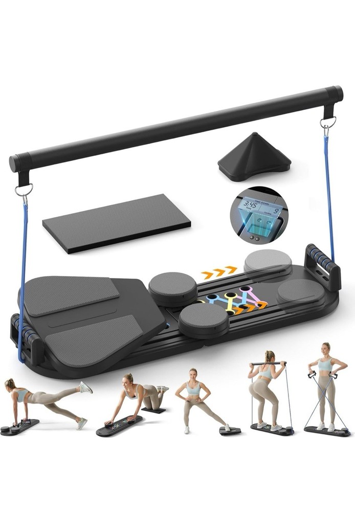 Pilates Board, Pilates Reformer Set, Portable and Foldable Machine Multifunction