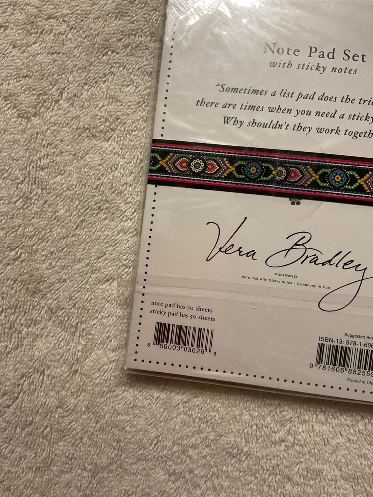 Vera Bradley Symphony In Hue Note Pad Set Retired Pattern New