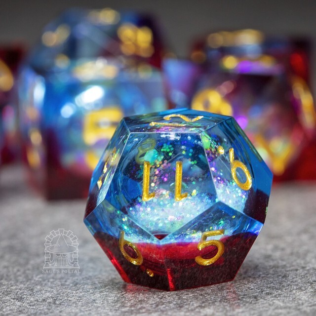 Sage's Spirits - Ember Spirits Liquid Core Sharp Edge Resin Dice Set