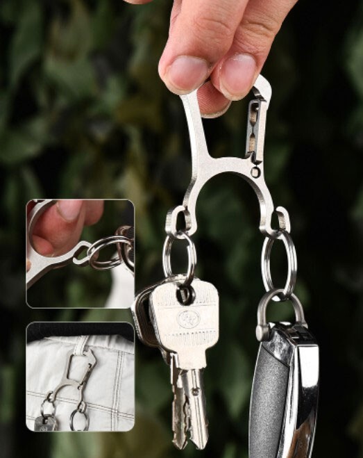 EDC Titanium Alloy Multi Tools Keychain Bottle Opener with Key Ring for Gift