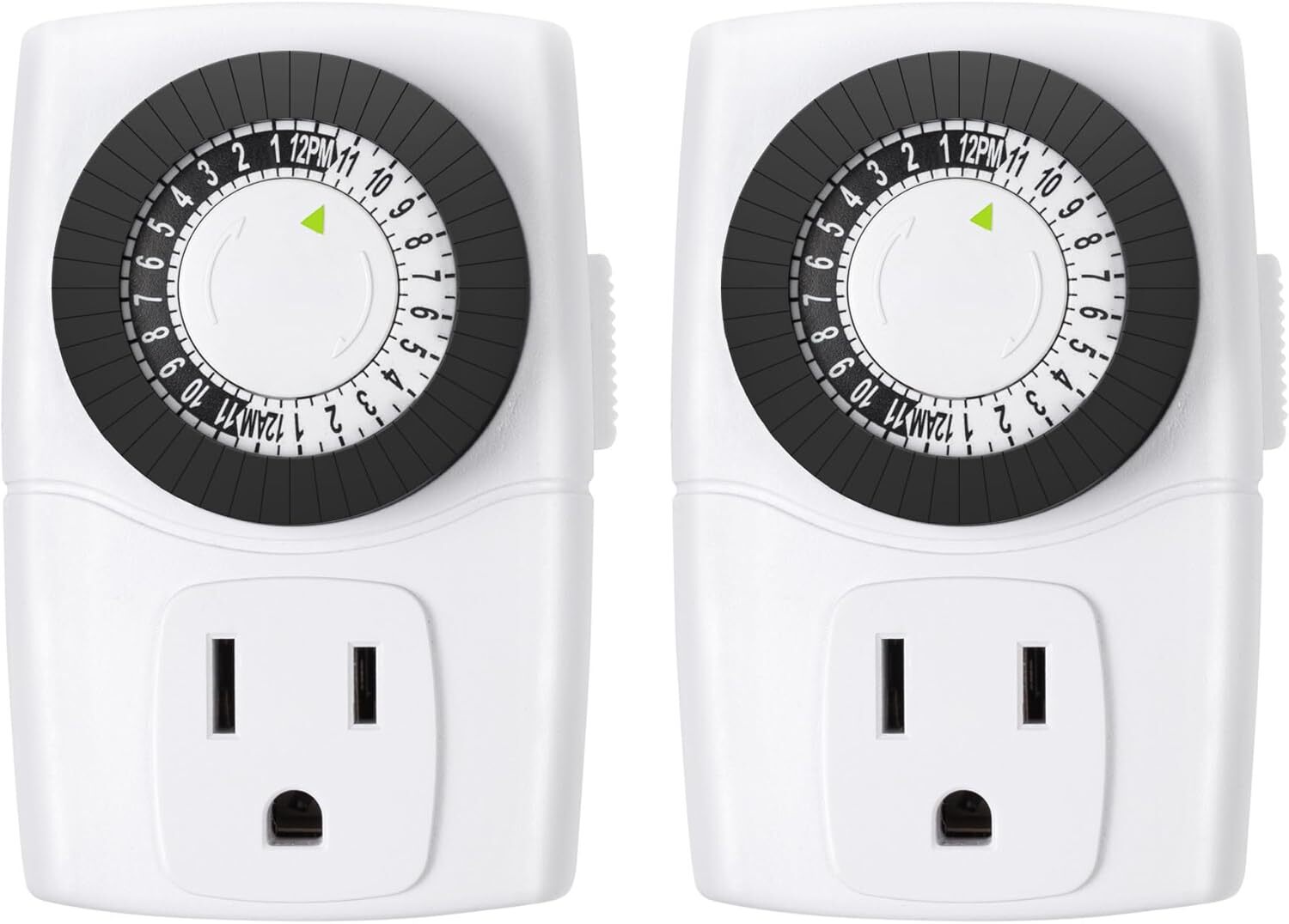 BN-LINK Indoor 24-Hour Mechanical Outlet Timer Plug Indoor 2 Pack 2 or 3 Prong