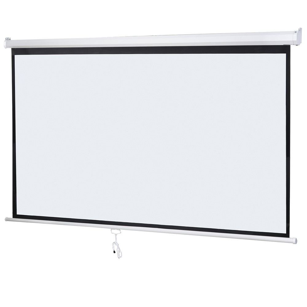 Diagonal Projection Projector Screen HD Manual Pull Down Home Theater 100" 16:9