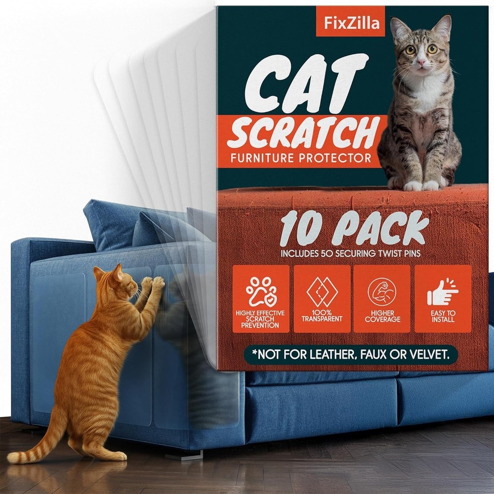 10-Pack Anti Cat Scratch Protector - Heavy-Duty Transparent Shield for Sofas