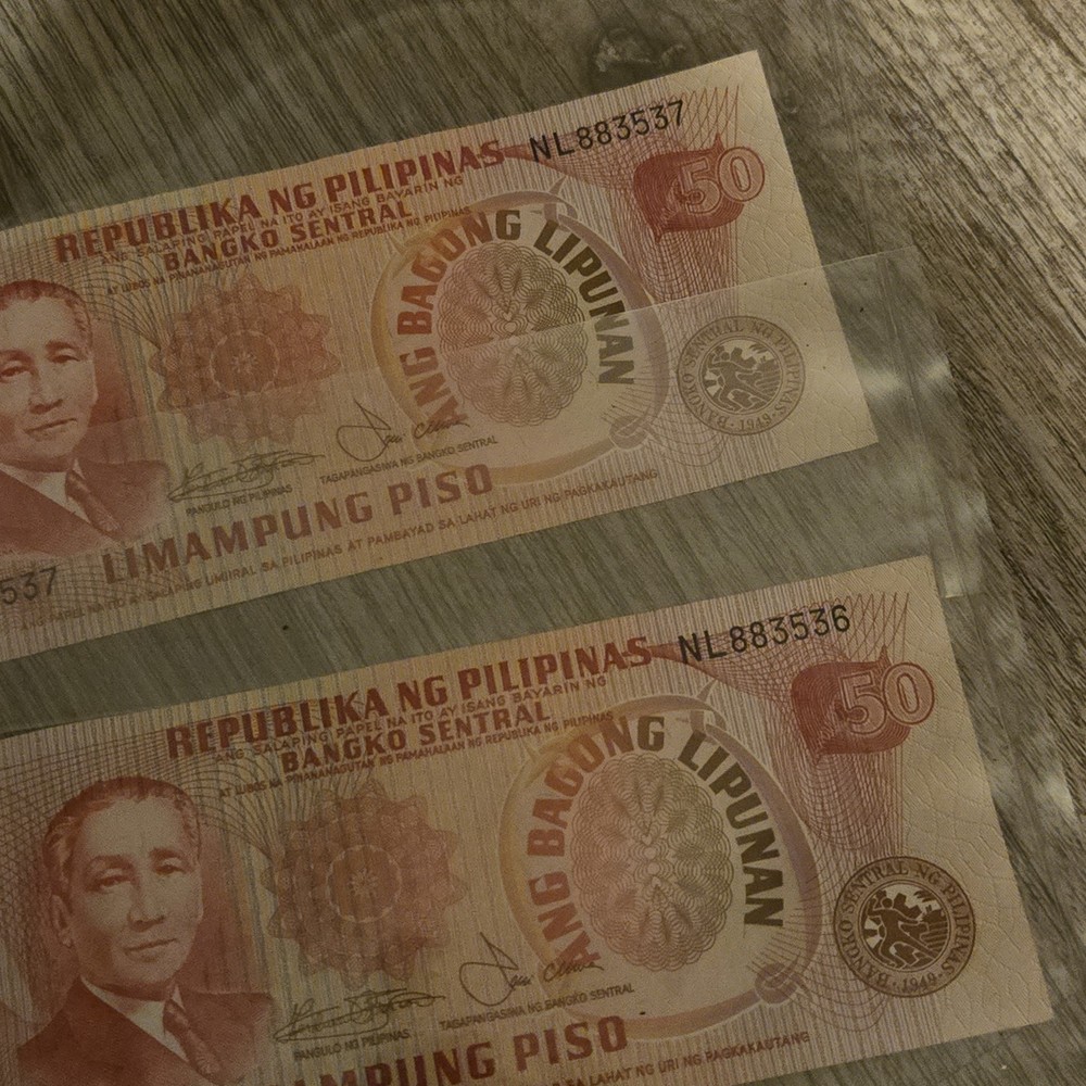 Philippine 50 Piso Banknotes 6-Note Lot Partial Consec Serials World Currency